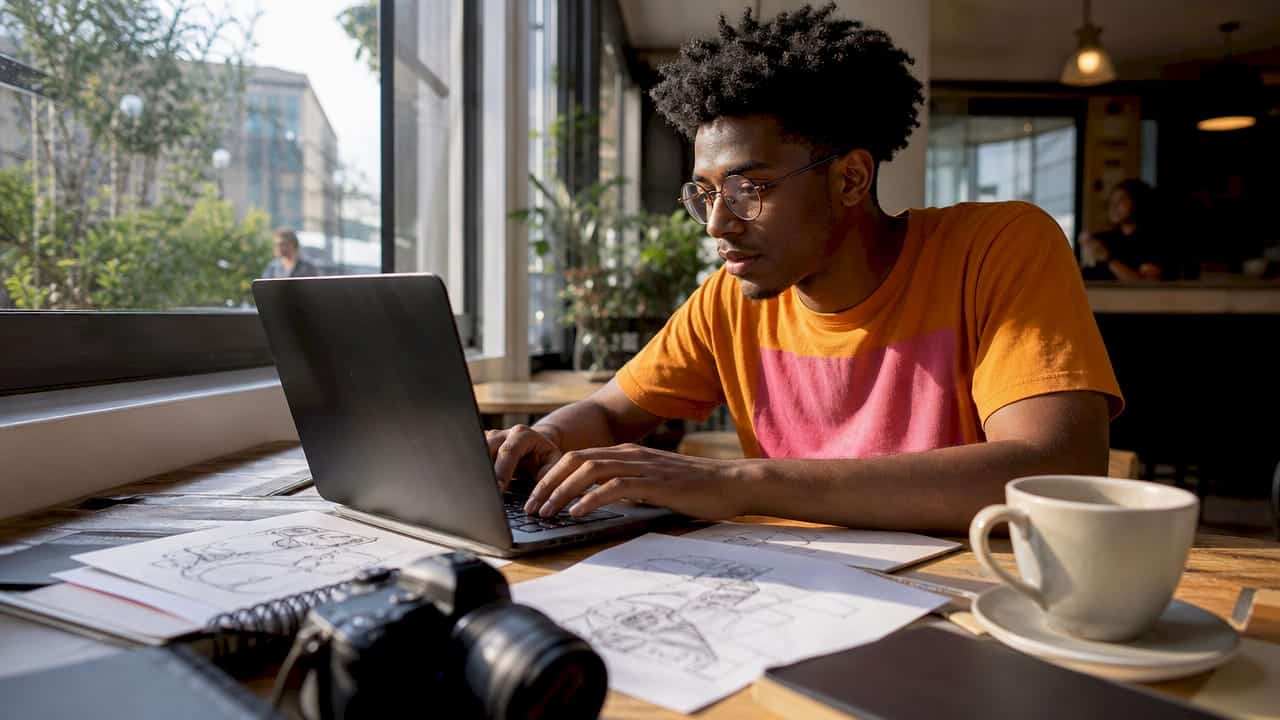 Filmmaker editing UK indie film at home