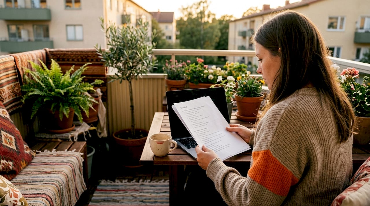 Filmmaker reviewing film submission checklist