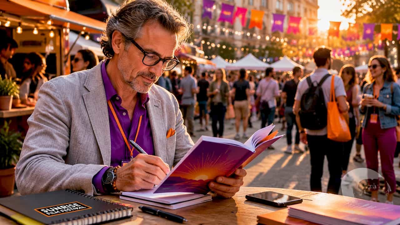 Organizer preparing backstage at film festival ceremony